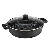 Reldor Die Cast Aluminium Low Non-Stick Casserole Dish with Lid 5.7L/32 cm – Heavy Duty Non-Stick Cooking Pot, Ceramic Coating, Induction & Oven Safe, with Thick Glass Lid & Double Bakelite Handles