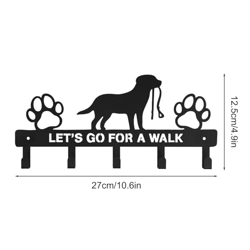 YILANJIN Schlüsselhalter für Wand, Hundeleinen-Halter mit 5 Haken für Tür, Wandmontage Organizer Rack für Outdoor-Ausrüstung, Schlüsselhalter aus Metall für Wohnzimmer,Küche, Garderobe (Schwarz