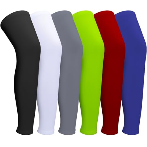 CACASO 3 Pairs Leg Sleeves,Full Length Leg Compression Sleeve,Sports Leg Knee Sleeve with Anti Slip Silicone Strips