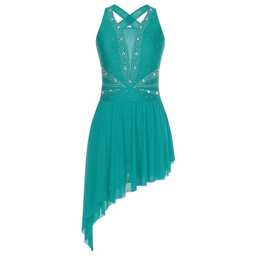 LiiYii Asymmetrisches Klassisches Tanzkleid Für Erwachsene Frauen Gymnastikanzug Lyrisches Zeitgenössisches Tanzkleid Kostüm Lateinisches Tango...