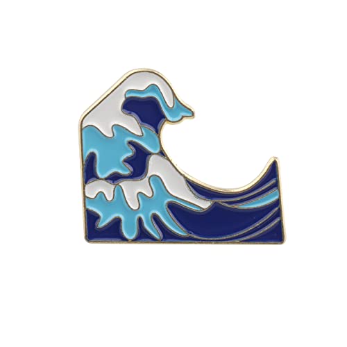 Image of UJIMS Ocean Waves Enamel Pins Ocean Wave Sunny Beach Surfing Gifts for Women Water Sport Gift for Windsurfer (Ocean Waves Enamel Pin)