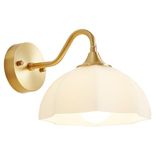 Vintage Style Wall Sconce with Milk Glass Shade, Mount Reading Light for Bedroom Living Room, Plug in Lamp Lighting Fixture E26/E27 Base