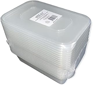 eMKay® Pack of 10 Rectangle Plastic Containers with Lids - Food Storage Containers for Meal Prep - BPA Free, Reusable and Leakproof, Microwave and Freezer Safe Food Storage Tubs (650ml)