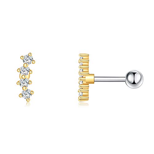 Tiny Climber Earrings for Women, 14k Gold Plated Cartilage Earrings Jewelry Tiny Short Stud Ear Helix Conch Cartilage Piercing Earrings for Women Girls 16G Earrings