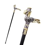 ​ Canne de Marche Noire et Dorée, Canne de Luxe pour Hommes et Femmes, Sceptre Amovible Antidérapant pour Cosplay et Fêtes Style Vintage 93 Cm