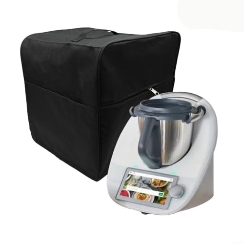 Cubierta doble de tela Oxford para batidora TM5/TM6 con compartimentos laterales, funda impermeable para robot de cocina, resistente al polvo, negro/gris, 34 x 34 x 34 cm (negro)