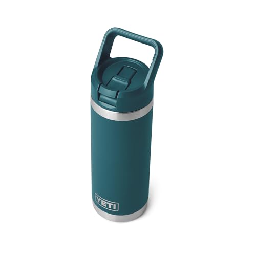 Image of YETI Rambler 18 oz Bottle, Vacuum Insulated, Stainless Steel with Color Matching Straw Cap, Agave Teal