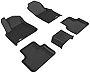3D MAXpider All-Weather Floor Mats for Audi Q7 2017-2022 / SQ7 2020-2022 / Q8 2019-2022 Custom Fit Car Floor Liners, Kagu (1st & 2nd Row, Black)