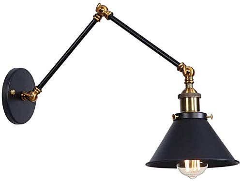 Lámpara de pared de estilo industrial orientable en hierro negro para el dormitorio