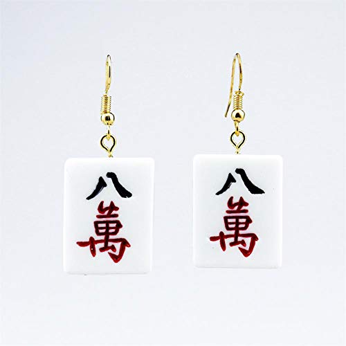Funny The Chinese Mahjong Drop Earrings Handmade Resin Mahjong Dangle Earrings Geometric Creative Play Gambling Exaggerated Earring for Women Friendship Jewelry3