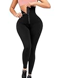 JGS1996 High Waisted Corset Waist Leggings Body Shaper for Women Tummy Control Shapewear Yoga Pants Plus Size Tights A-Black