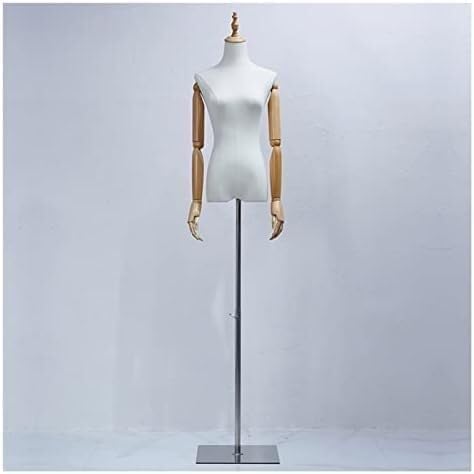 Adjustable Female Mannequin Torso Dress Form with Detachable ABS Arms & Metal Base for Display(Type 8)