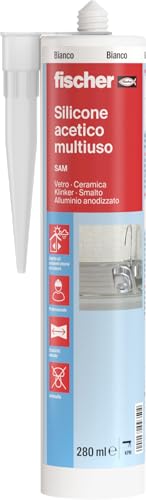 Fischer Silicone Acetico Multiuso Bianco SAM 280 ml, Sigillante Antimuffa