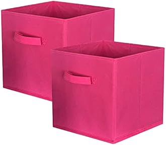 ShellKingdom Storage Bins, Foldable Fabric Storage Cubes And Cloth Organizer Drawer For Closet And Toys, 2 Pack (Fuchsia)