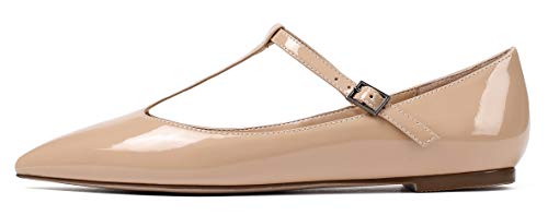 Eldof Women's Pointed Flat Pumps, T-Strap Flat Pumps, Comfortable Flat for The Office Wedding and Dress3