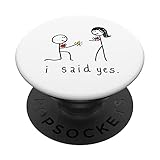 I Said Yes! Stick Figure Cute Simple Trendy Minimal Wedding PopSockets Swappable PopGrip