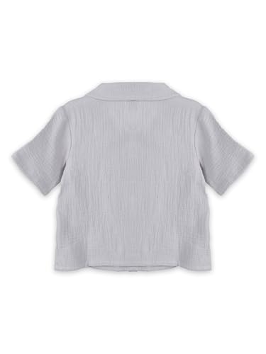 Image of Kidbea Organic Cotton Shirt & Pant Co-ord Set for Kids | Elegant & Comfortable Summer Wear | Stylish Half Sleeve Shirt with Bow & Comfy Shorts