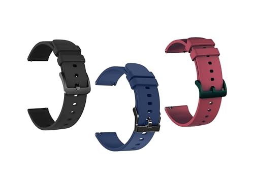 Image of IIK COLLECTION 22mm Silicone Strap for Smart Watches | Combo Pack Compatible With Noise, Fireboltt, Boat Xtend, Pebble, Boat Flash, Noise Color Fit, Ultra Smart Watch & All Watches