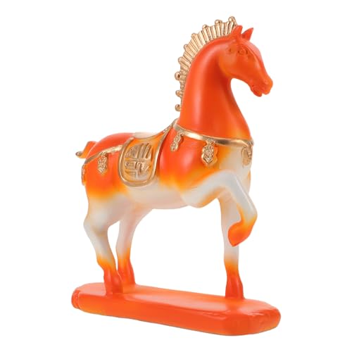 BESPORTBLE Estatua de Caballo Pequeña de Resina Diseño Degradado Naranja Figura Coleccionable para Escritorio de Año Chino Decoración Feng Shui para Hogar y Oficina Adorno de Riqueza y