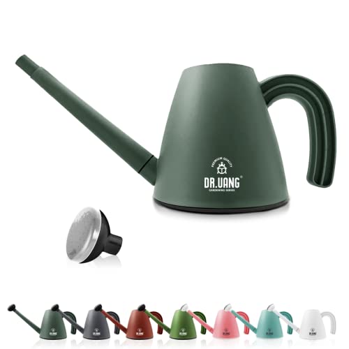 DR.UANG Watering Can, Indoor and Outdoor Watering Can for House Plants, Long Spout with Detachable Shower Spray Head, Water Can for Plants, Garden, Flower (2.0L 70oz 1/2 Gallon Dark Green)