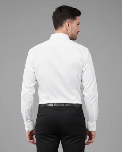 Image of SaintX Men's Formal Shirt with Pocket | Oxford Weave Cotton Rich Premium Fabric | Smart Fit | Full Sleeve | Everyday Summer Essential | Available in Plus Sizes