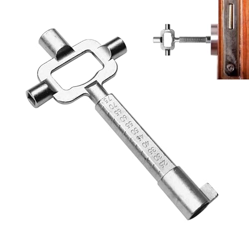 keyxer Kurz Universal Bauschlüssel, Universalschlüssel, Zinklegierung Architektenschlüssel, Baustellenschlüssel mit Zylinder-Messlehre, Universal Schlüssel, Schaltschrankschlüssel