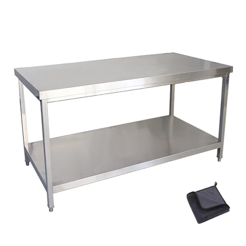 CMYAOYC Mesa Acero Inoxidable para Preparación de Alimentos, Mesa de Trabajo Metal Resistente Comercial con Estante Inferior para Talleres de Fábricas de Cocina(140x80x80 cm/55x31x31 in)