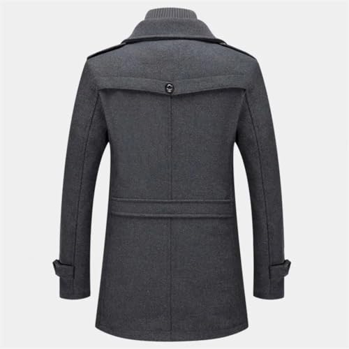 Men's Autumn Winter Jacket Solid Color Fake Two Piece Zipper Buttons Coat Long Sleeves Leisure Coat 5