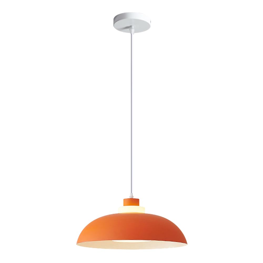 ZGDHWCR Minimalist Orange Metal Hanging Lamp, E26 Base Acrylic Lampshade Pendant Light, Modern Industrial Style Chandelier, Living Room Restaurant Bedroom Decoration Light Fixtures