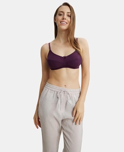 Image of Jockey 1615 Women Wirefree Non Padded Super Combed Cotton Elastane Stretch Full Coverage Everyday Bra with Soft Adjustable Straps