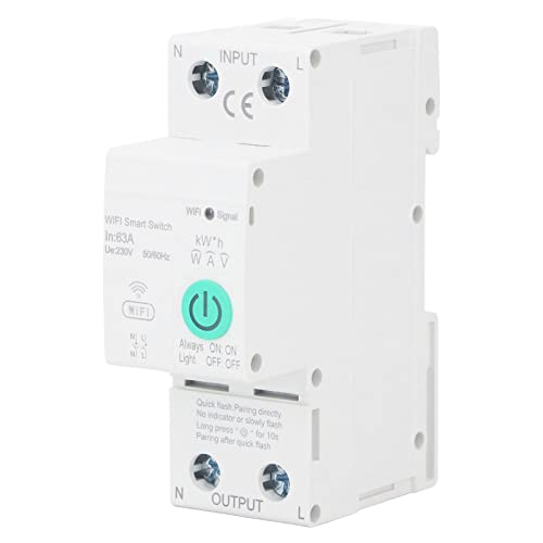 Interruttore Automatico AC230V, Interruttore 2P 63A Interruttore di Controllo Remoto per Telefono Cellulare per Smart Home Mini AC230V Protezione Dalle Perdite WIFI su Guida Din