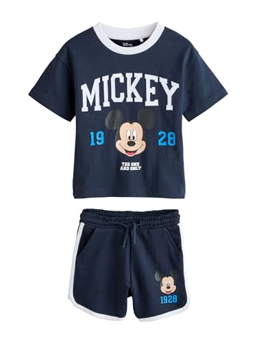NEXT Garçon Ensemble short et t-shirt Mickey Mouse Navy Blue/White 18 Mois-24 Mois