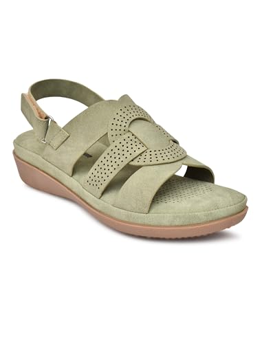 Image of Moshun Women's Criss Cross Matte Finish Flat Sandals | Comfortable Orthopedic Diabetic-Friendly Memory Foam Footbed | Anti-Skid TPR Sole Casual Slip-On Flats for Ladies Dailywear Comfort