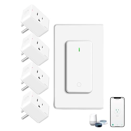 Image of Greencycle WiFi Plug with Switch,App /Voice /Wireless Switch Control,4 Plugs