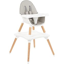 KikkaBoo Trona Bebé de Madera 3 en 1 MULTI, Silla Alta hasta 36 meses, Trona Convertible, Silla Baja y Mesa, Bandeja Extraíble, Gris
