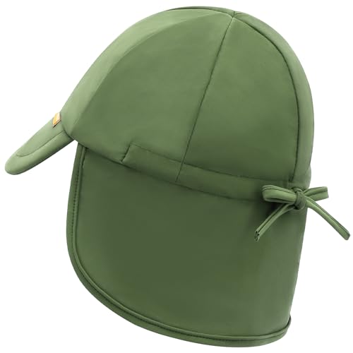 Image of Duoyeree UPF 50+ Baby Sun Hat, Neck Flap Protection for Toddlers | UV shield, stretch nylon spandex, adjustable back drawstring, machine washable, foldable for beach travel, sizes 0-5T