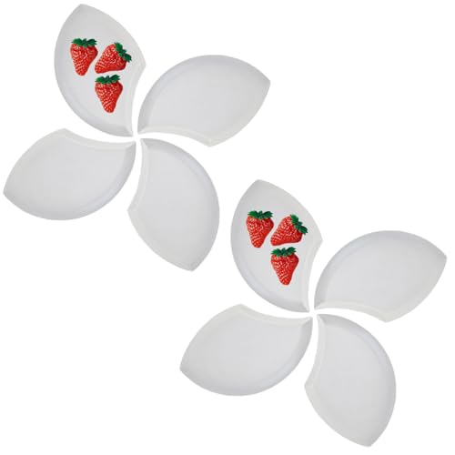 Image of Wheat Straw Unbreakable Appetizer Dessert Plates, Children's and Adult Cake Plate, Lightweight Small Petal-Shaped Plates for Snacks, Reusable Dipping Sauce Bowls. (Nordic Rice, Pack of 8)