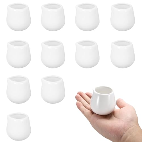 12 Pcs Small White Ceramic Milk Jugs, 50 ml Mini Sauce Jugs, Without Handle, for Coffee, Creamer