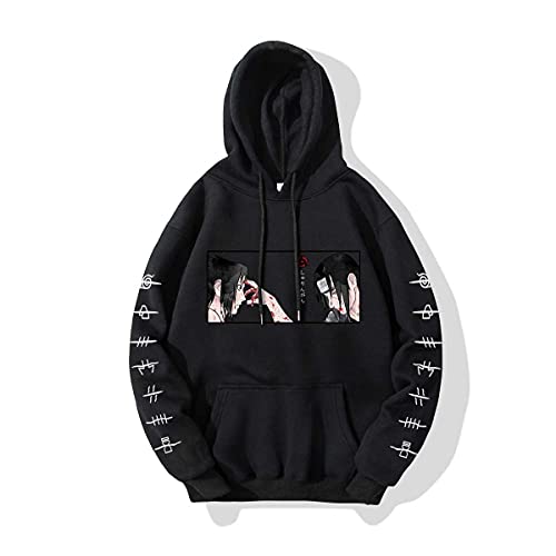 Vocha Anime Kleidung Hoodie Pullover Itachi Akatsuki Obito Kapuzenpullover Anime Clothes Merch Cosplay A-2 (Black,S,S) Cover