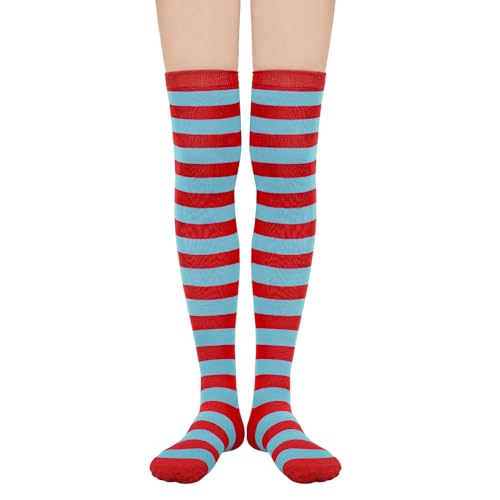 Image of Century Star Thigh High Socks Striped Extra Long Tube for Women Over the Knee Athletic Sports Socks Plus Size Stockings