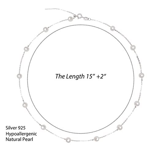 925 Sterling Silver Dainty Freshwater Cultured Pearl Choker Necklace White Genuine Real Pearl Charm Necklaces Jewelry Gifts for Her3