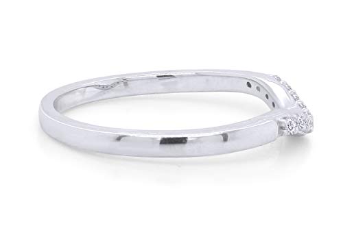The Jewel Zone MNO-I-CMR15570-WG-6 Jewel Zone Us Round Cut White Natural Diamond Accent Curved Wedding Band Ring 14K White Gold Over Sterling Silver Stackable Band Rings thumb #3