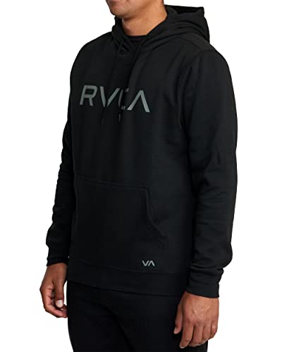 Rvca Men's Graphic Fleece Pullover Hoodie Sweatshirt, Big Black 2, Large #TOP2