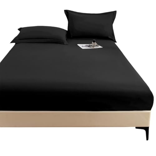 防水シーツ ワイドキング 200X220cm ボックスシーツ 防水 おねしょシーツ 大人用 赤ちゃん 介護用シーツ ベビー ペット 全面防水 シーツ ベッドカバー マットレスカバー ベッドカバー 厚さ5 cm〜30 cmのマットレス対応,ブラック