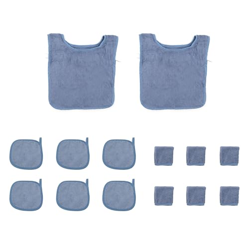 Montessori Cotton Toweling Aprons, Hand Towels, Hand Mitts, 14-Piece Set, Child Size (Blue)