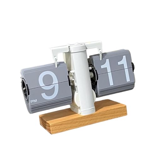 Leefasy テーブルクロック 自動ページめくり時計 ヴィンテージ デジタル フリップデスククロック 機械式フリップクロック デスクトップ ホーム ホテル オフィス用, グレー
