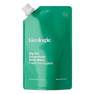 Geologie Big Sur Superclean Body Wash Refill Pack | Fresh Eucalyptus Natural Scent Shower Gel For Men & Women | Eco-Friendly 16 fl oz Refill Pouch 84% Less Plastic
