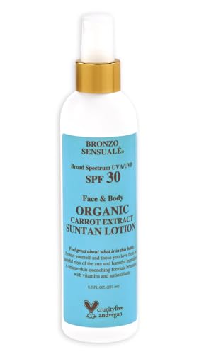 Bronzo Sensuale SPF 30 Sunscreen Deep Golden Tanning Organic Carrot Lotions 8.5 Ounces