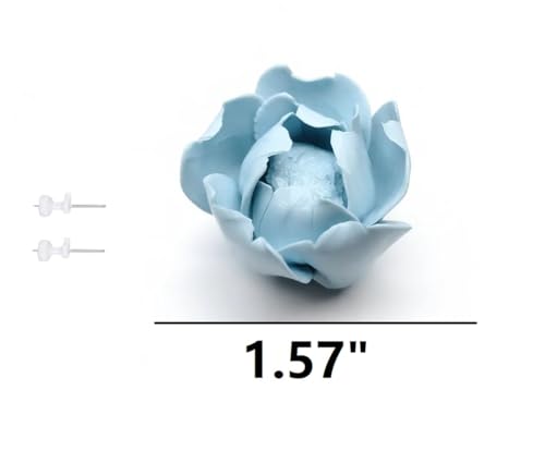 Image of Ceramic Flower Wall Art Decor, Artificial Flower Wall Sculpture,Handmade Ceramic Flowers for Home,Hallway,Living Room, Kitchen,Bathroom (Light Blue,Peony Flower Bud, 2.76 inch)