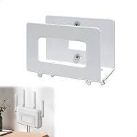 Router Wandhalterung, Wandregal Ohne Bohren WLAN, WLAN Box Verstecken, Metall Router Box Halterung Halter Wandhalter, Selbstklebende Router Regal für Wohnzimmer, BüRo, Schlafzimmer(Weiß, 1 Stück)